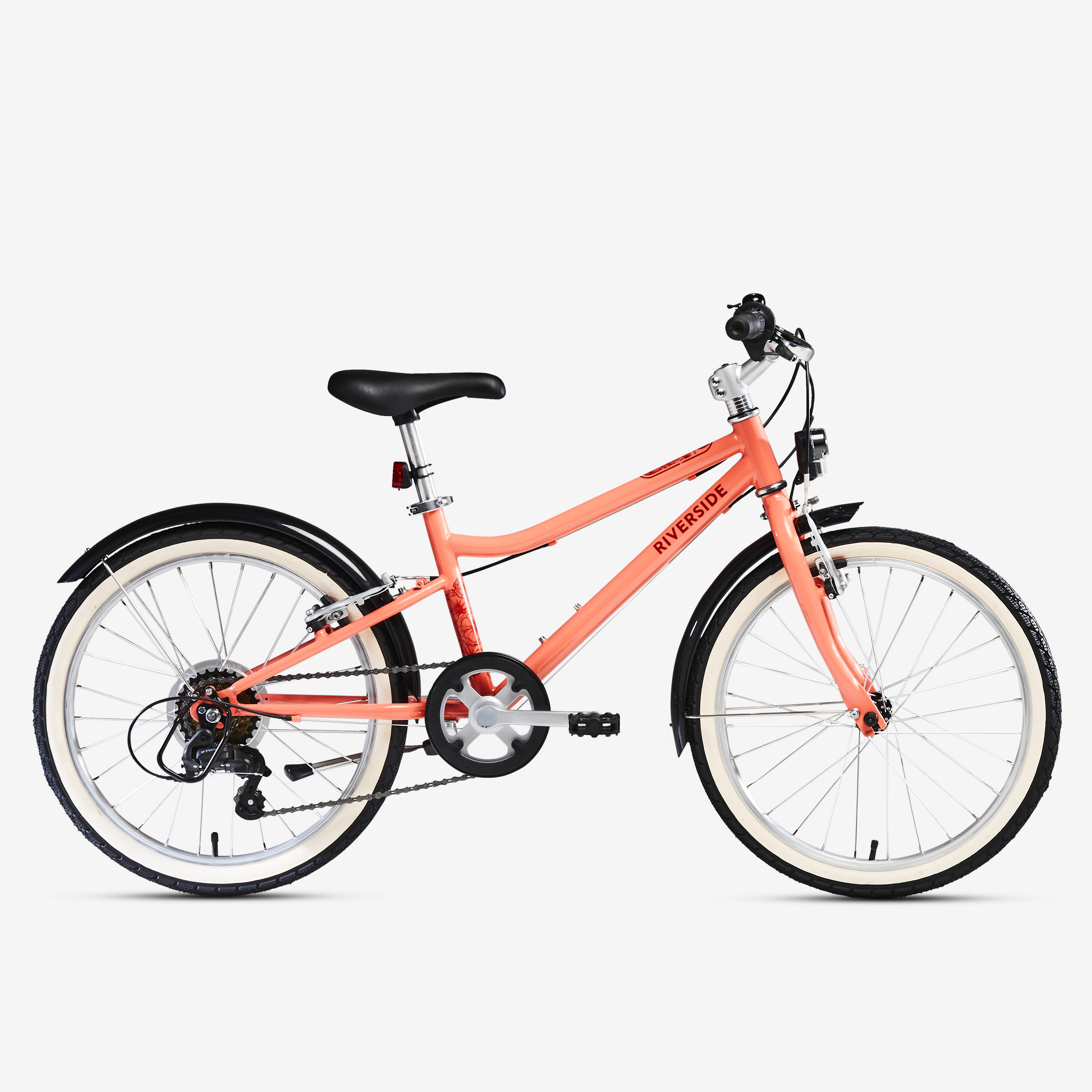 Kinderfahrrad Trekkingrad 20 Zoll Riverside 500 lachs schwarz